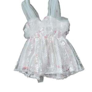 White Lace and Pink Floral Sweetheart Neck Shirt